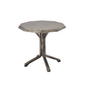 **Titel: Octagonale metalen tafel met driekantige voet**