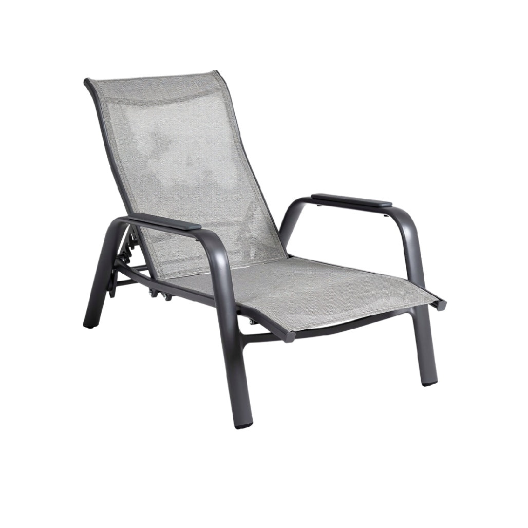 “Moderne Ligstoel met Verstelbare Rugleuning en Aluminium Frame”