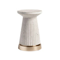 **Modern Beige Betonnen Bijzettafel met Gouden Basis**