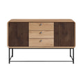 Moderne Kast met Houten Afwerking en Stalen Onderstel