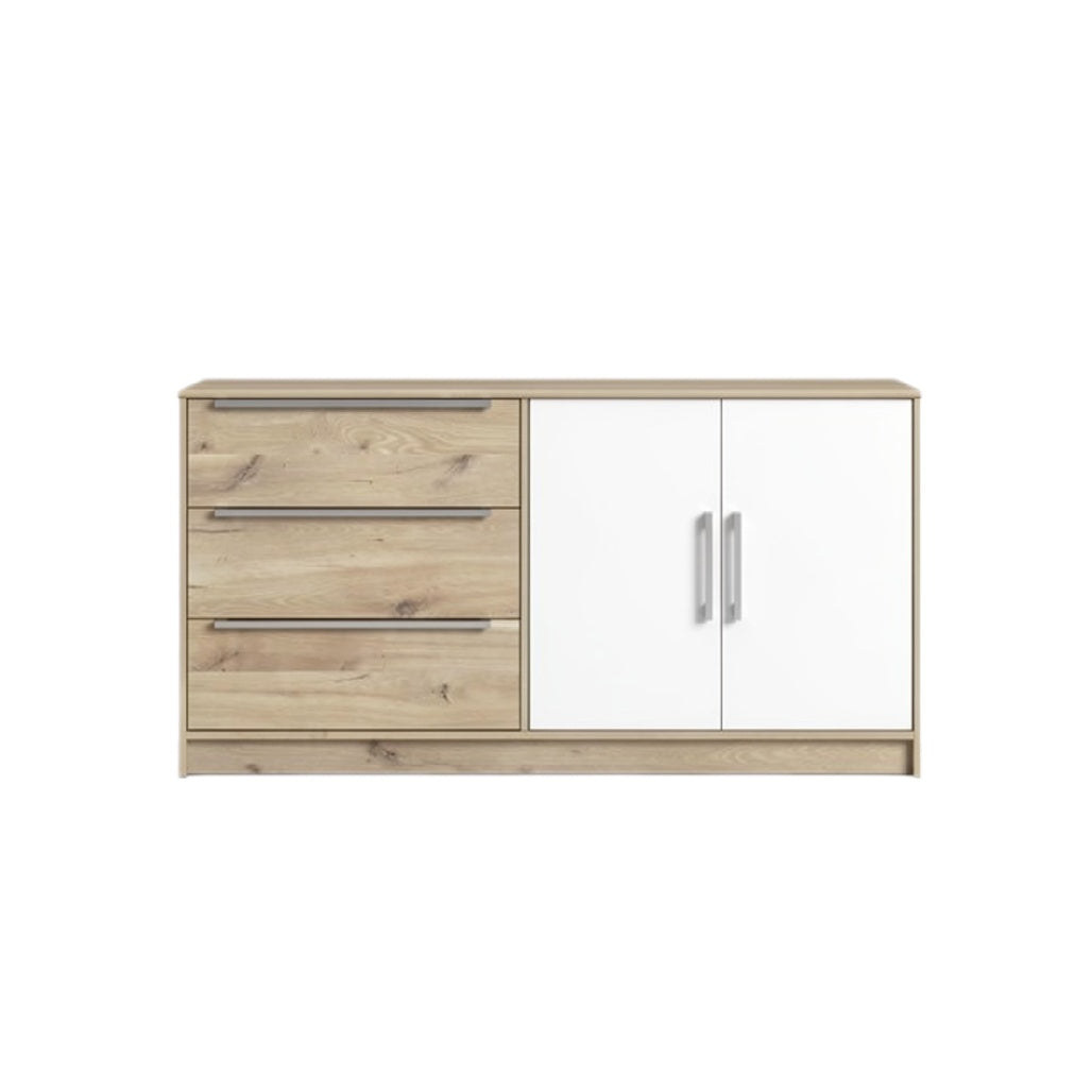 Titel: "Moderne Houten Dressoir met Lades en Deuren in Wit"